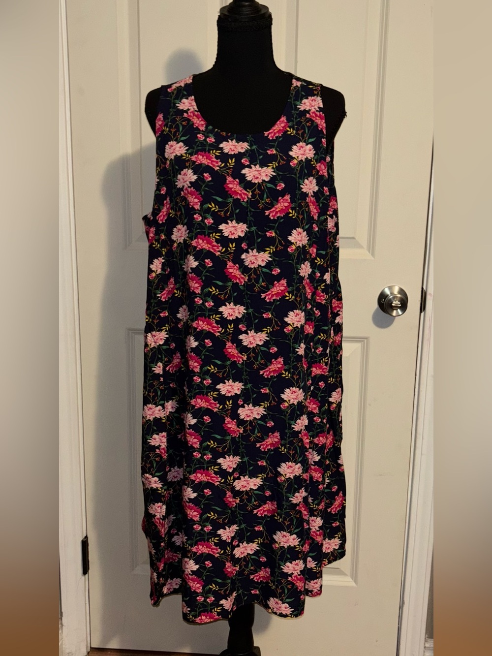 Old Navy Navy Dress with Pink Floral Print